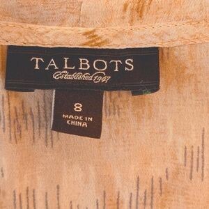 Talbots Petite Beige Tan Ruffle Silk Sleeveless Blouse